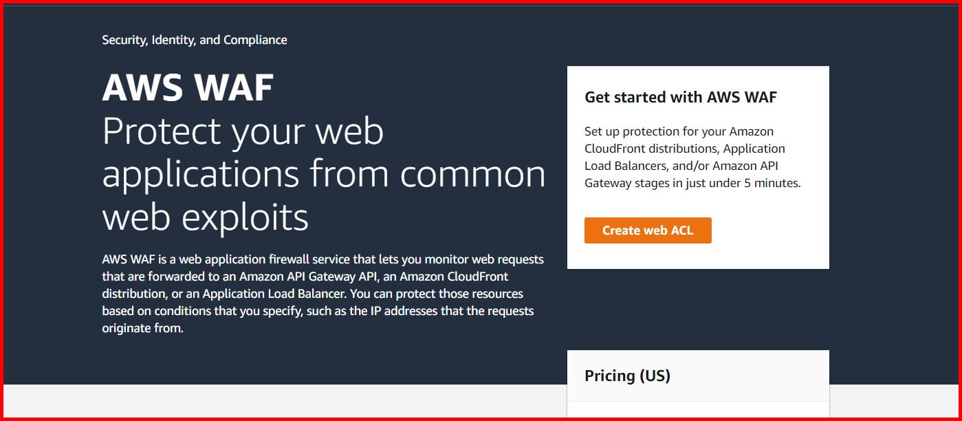 Picture showing the Create web ACL for creating the WAF